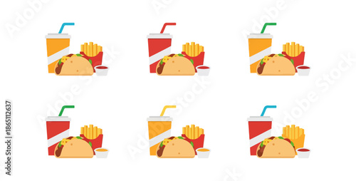 Fast food assortment graphic illustration