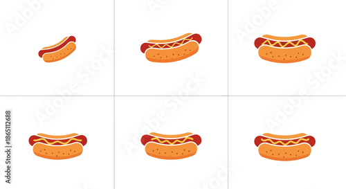 Hot dog sequence fast food illustration vector