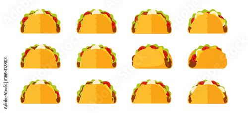 Taco illustrations food graphic design elements on black backdrop