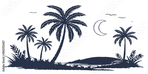 tropical island with palm trees