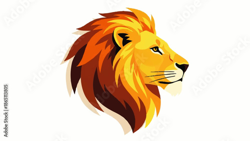 Lion Head Illustration with Vibrant Mane.