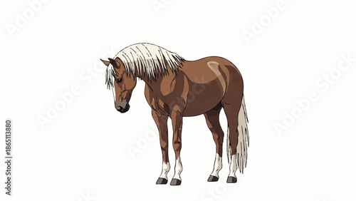Brown Horse with White Mane and Tail.