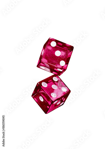 Foto Pink dice, watercolor illustration for Valentine's Day