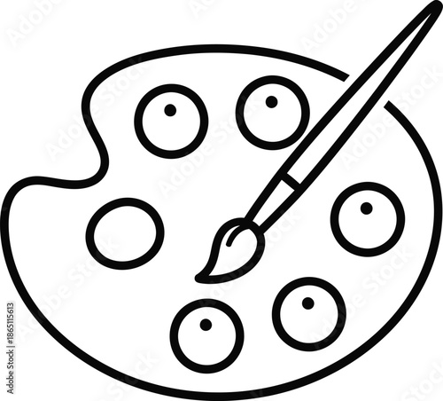 Simple artist palette outline a creative art icon in grayscale