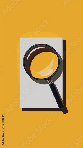 Magnifying Glass on Paper for Search and Analysis, research concept