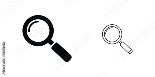 A grayscale eps file depicting a solid magnifying glass search icon