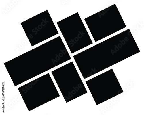 Empty Collage Photo Template Set. Set Pictures or photos frame collage abstract design. photo frames and digital photo wall template.	