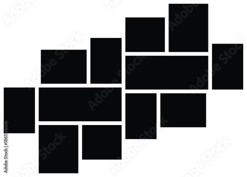 Empty Collage Photo Template Set. Set Pictures or photos frame collage abstract design. photo frames and digital photo wall template.	