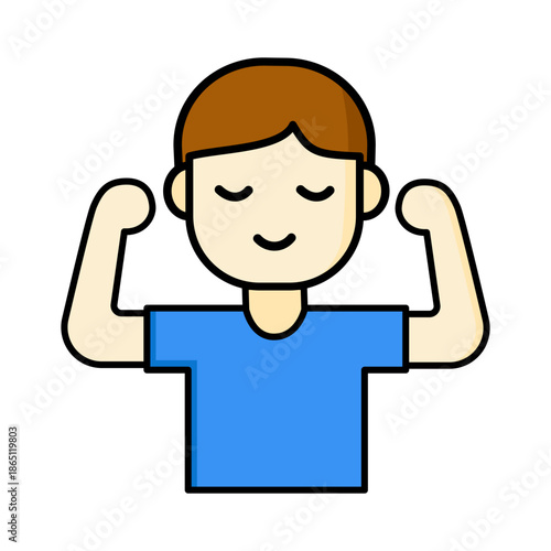 Man showing off his two strong arms.