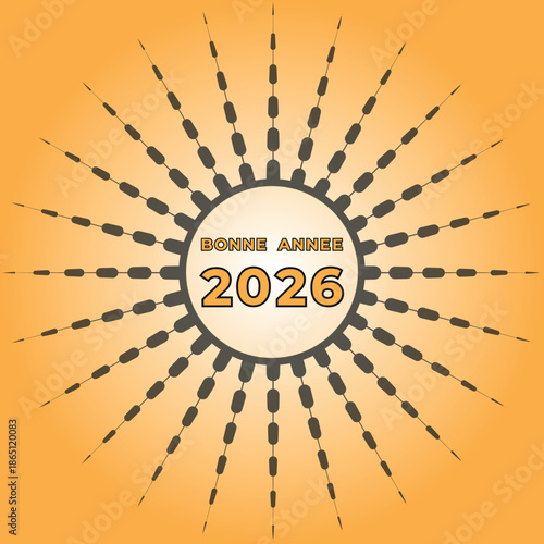 Bonne Annee 2026 Sunburst Greeting Card