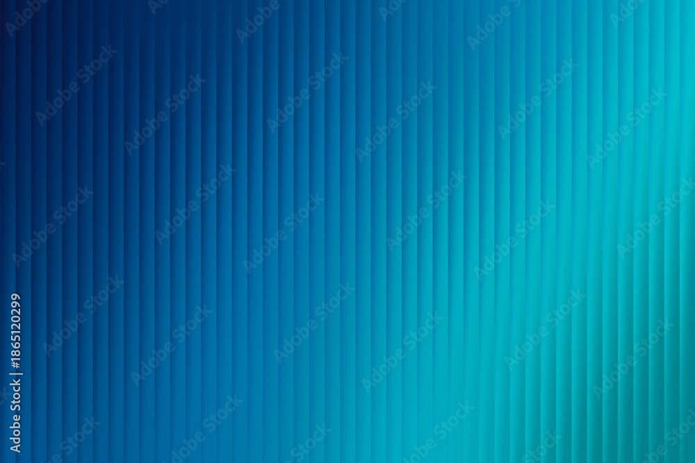 Obraz premium Vibrant blue and cyan color field demonstrates a ribbed translucent material effect with a strong diagonal light source creating depth and dynamic visual interest for web banners.