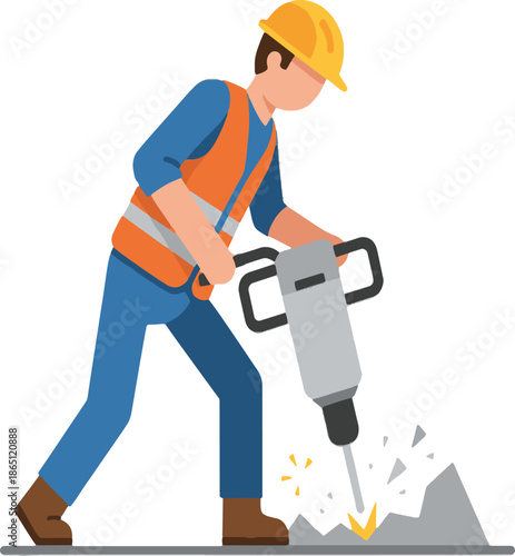 Construction Worker with Jackhammer Icon