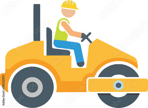 Yellow road roller icon