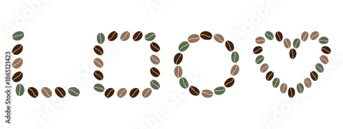 Frames borders made of multicolor coffee beans Copy space Template Corner Square Round Heart Big Set. Isolated Vector illustration Coffee Related Content Poster Media post, banner, leaflet, label, tag