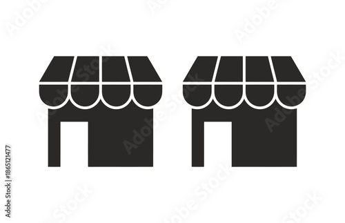  Illustration of 2 Page Major Page Page Storefronts with Awnings in a Cityscape 