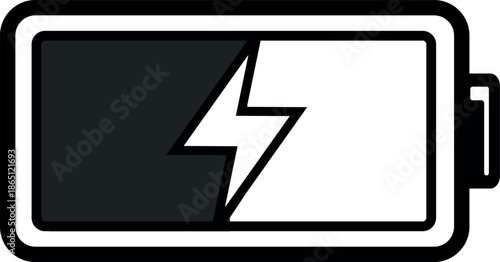 Battery charging icon, power supply and energy status symbol in simple flat vector style