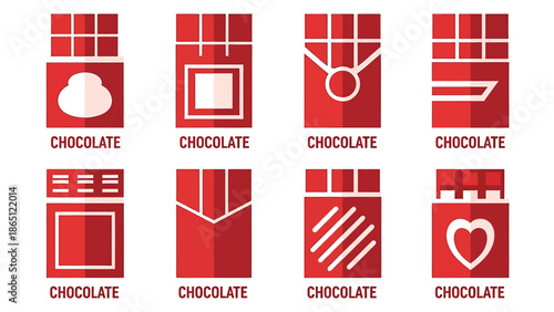 Assorted Chocolate Bar Icons with Various Designs.
