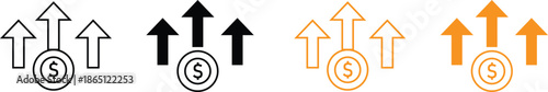 Income Growth and Financial Increase Arrow Icons Set