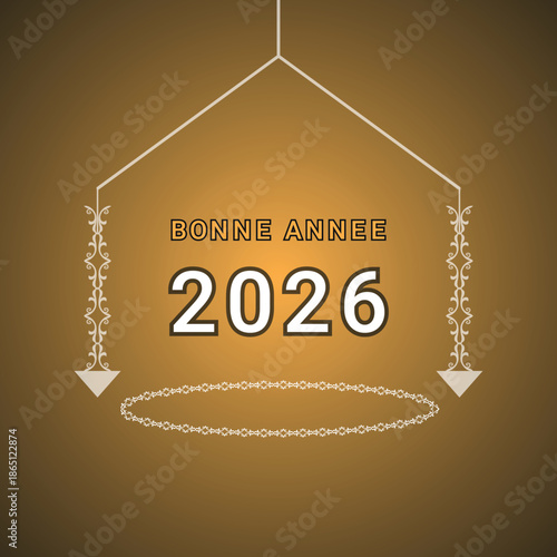 Elegant Golden Gradient Bonne Annee 2026 Greeting Card