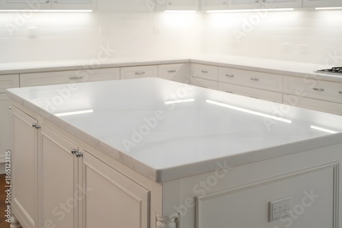 Modern kitchen island with white countertop