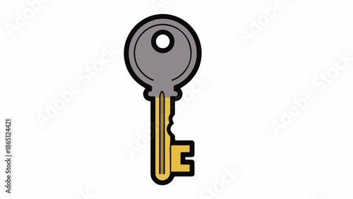 Illustration of a Classic Silver and Gold Old fashioned Key