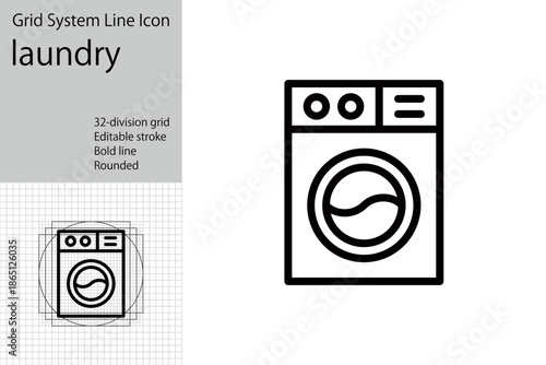 Laundromat and washing machine icons, laundry logos