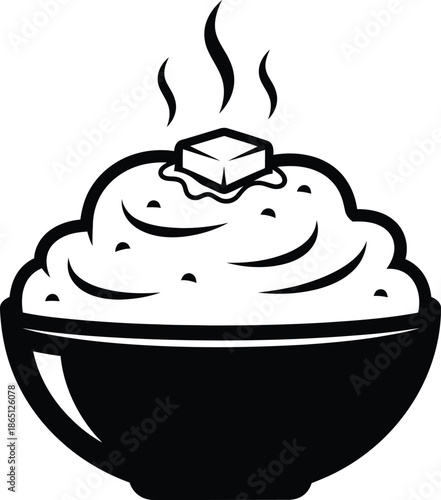 A black silhouette of a ramen bowl with toppings on transparent background