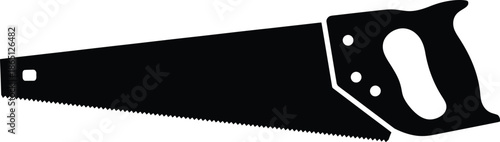 Black hand saw tool illustration on transparent background silhouette