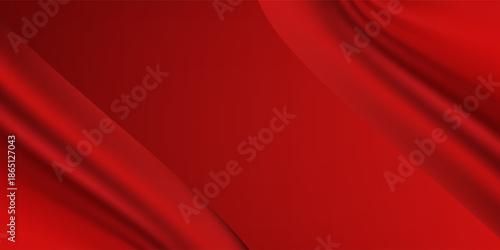 Abstract Red Gradient Background with Smooth Curved Shapes and Soft Flowing Waves. Modern creative trendy design in vector illustration