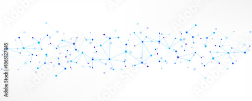 Abstract molecular structure of connected dots and lines on white background