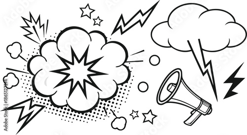 Set of comic effect shape with pop art style.  Comic surprise, attention and inspiration effect. Comic speech bubbles halftone dot background.
 vector illustration isolated set of female yoga poses in