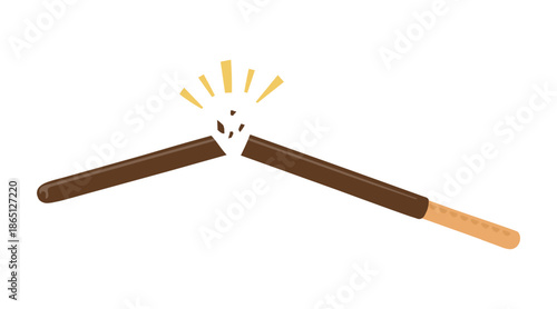 Flat Illustration of Broken Chocolate Snack on Black Background