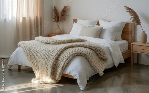 Cozy bedroom with neutral tones