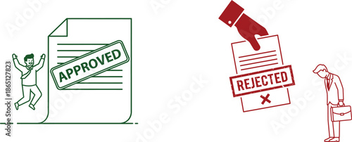 approved and rejected document business concept