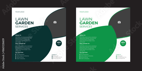 Lawn and gardening maintenance social media post banner template Lawn or gardening services social media post template, Gardening and Landscaping service social media post in green layout