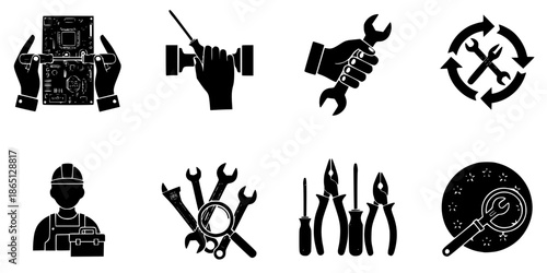 Hardware Repair & Right to Repair Vector Silhouette