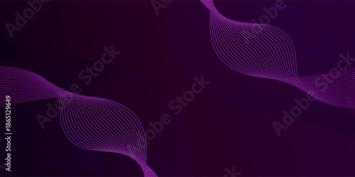 Popular wave dark purple abstract background with shadow and wavy lines.Dark black purple gradient color on background. Eps10 vector