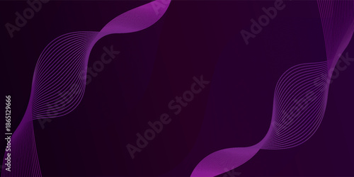 Popular wave dark purple abstract background with shadow and wavy lines.Dark black purple gradient color on background. Eps10 vector