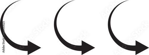 Simple black curved arrow icon pointing right. Long curved hand drawn arrow isolated. arrow icon on transparent png background
