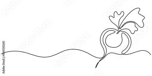 A single continuous line drawing of a beet or radish on a white background Vector, illustration