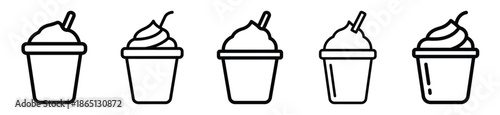 yogurt cup food outline icon collection. Vector illustration