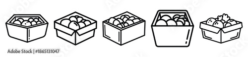 bento box food outline icon collection. Vector illustration