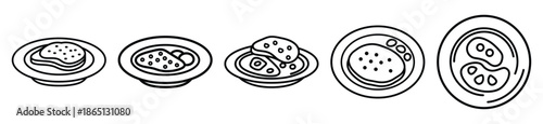 breakfast plate food outline icon collection. Vector illustration