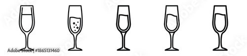 champagne glass food outline icon collection. Vector illustration