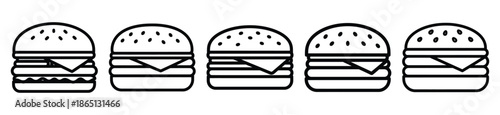 cheeseburger food outline icon collection. Vector illustration