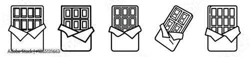 chocolate bar food outline icon collection. Vector illustration
