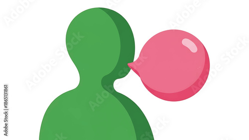 Illustration of a green silhouette figure with a pink speech bubble emerging from its mouth, set against a plain white background