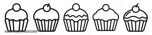 cupcake food outline icon collection. Vector illustration