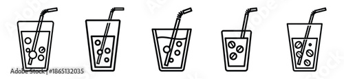 detox drink food outline icon collection. Vector illustration