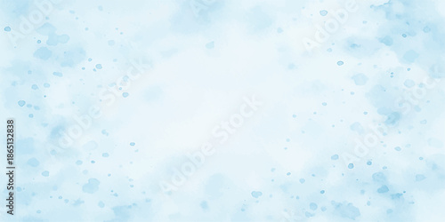 Abstract blue nature background featuring a cold winter sky with clouds and soft snowflake patterns on a light aqua liquid texture